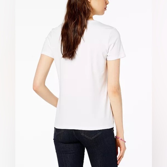 Tommy Hilfiger Essentially White Cotton Tee T-shirt Heart Flag, Crew neck Large - Picture 3 of 9